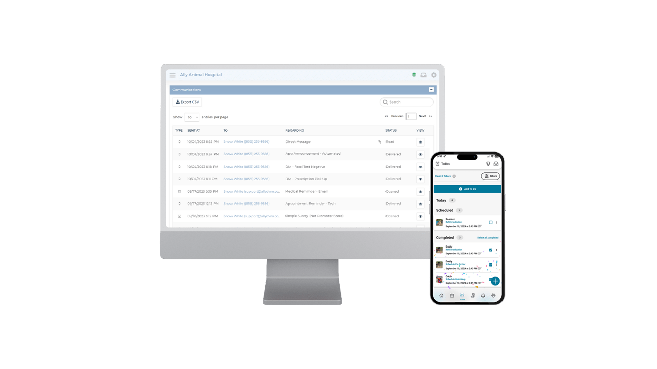 AllyDVM communication platform and mobile app for pet owners